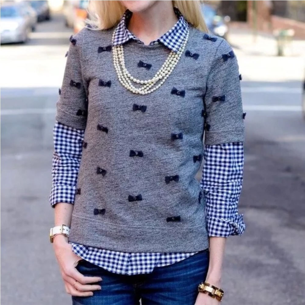 J.CREW embellished bow shortsleeved sweatshirt